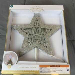 LED Lit Silver Tree Topper 90 LED Remote Control Christmas NIP Wondershop Indoor